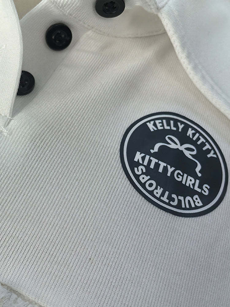 Lace Trim Letter Print Top Pleated Skirt Set