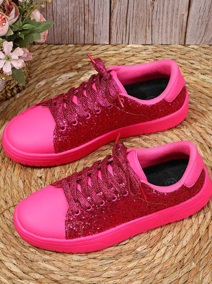 Glitter Lace-Up Sneakers