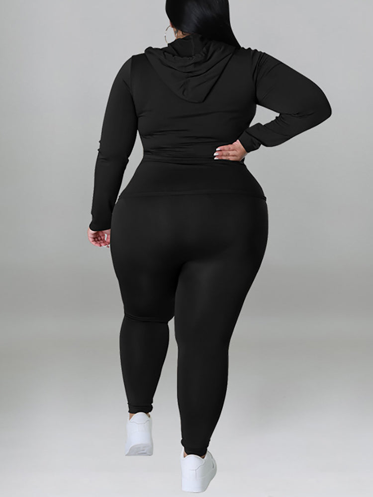 Solid Color Hoodie Pants Set