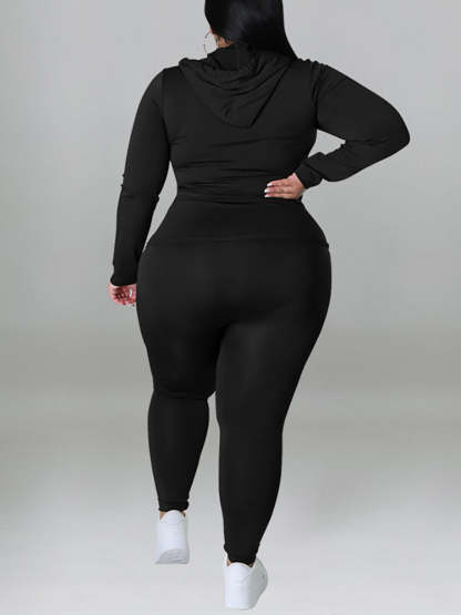 Solid Color Hoodie Pants Set