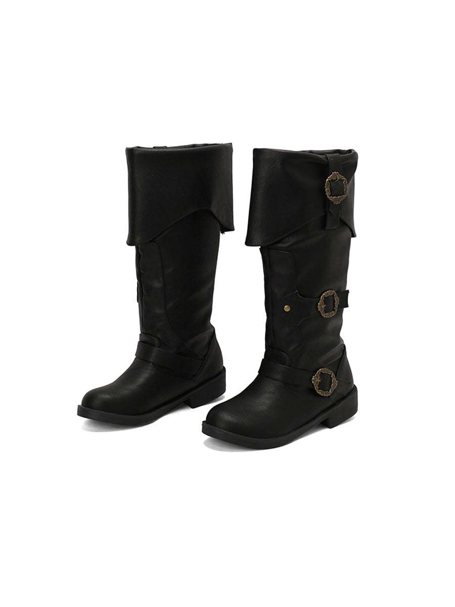 Vintage Buckle Belted Boots