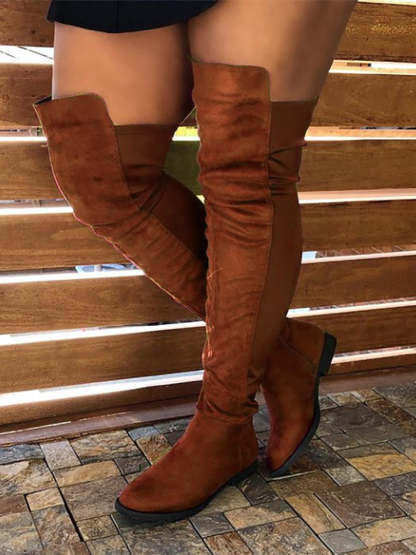 Suede Over-the-Knee Flat Riding Boots