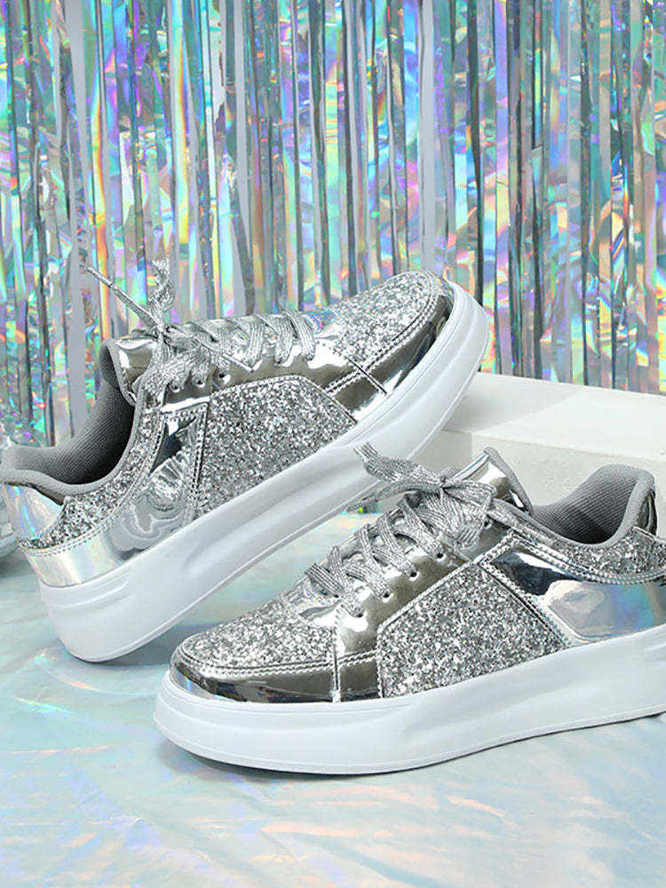 Sequin Platform Sneakers