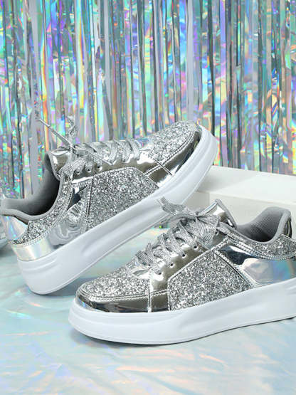 Sequin Platform Sneakers