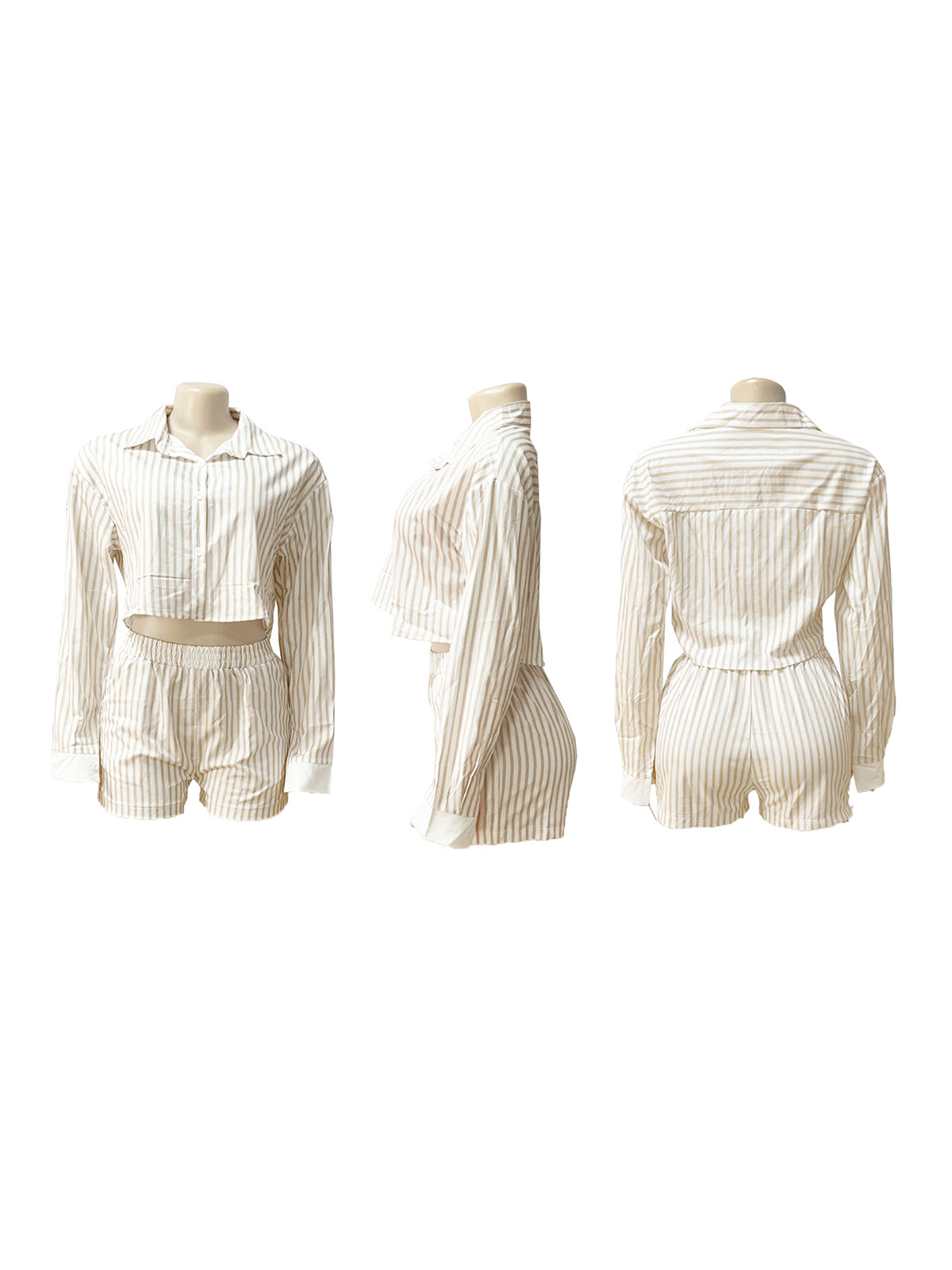 Striped Shirt Shorts Set