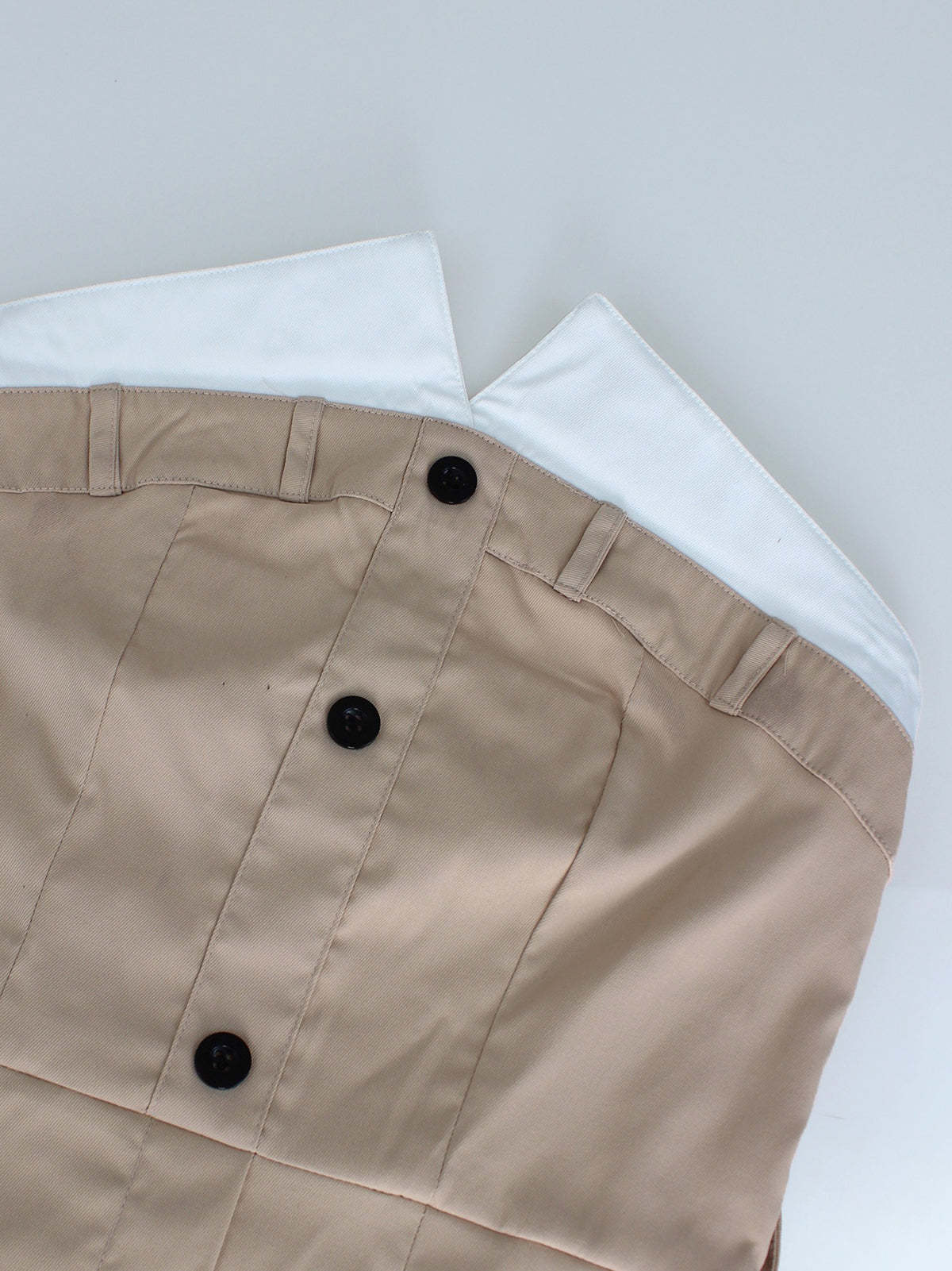 Strapless Button Front Belted A-Line Maxi Dress