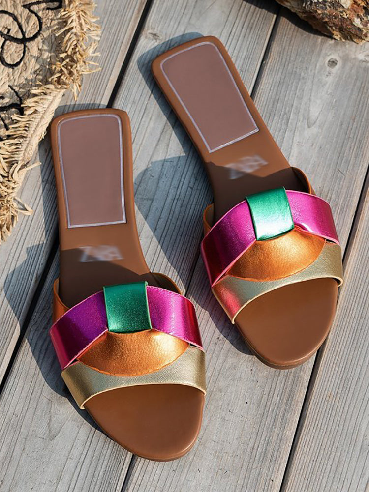 Cross Strap Flat Slides
