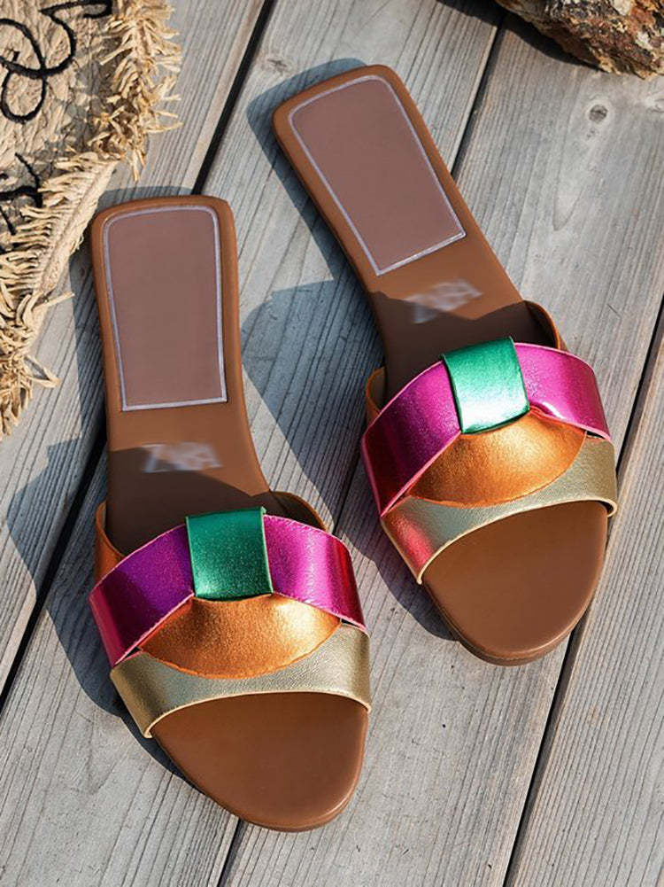 Cross Strap Flat Slides