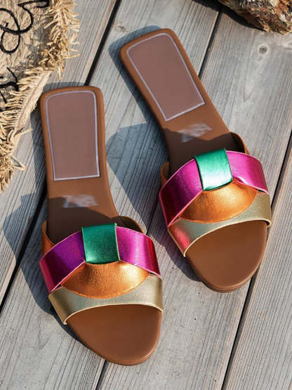 Cross Strap Flat Slides
