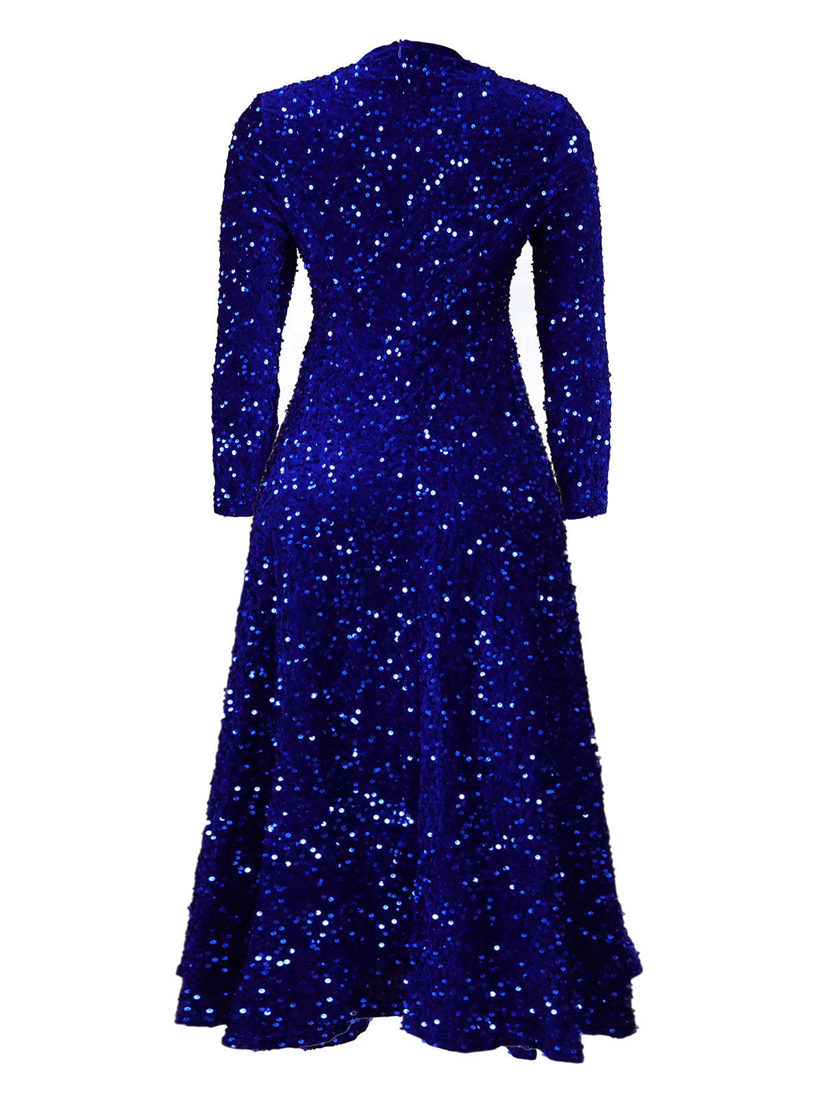 Long Sleeve Solid Color Sequin Dress