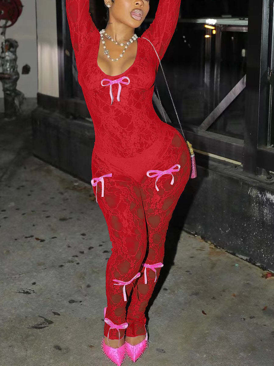 Lace Bowknot Jumpsuit