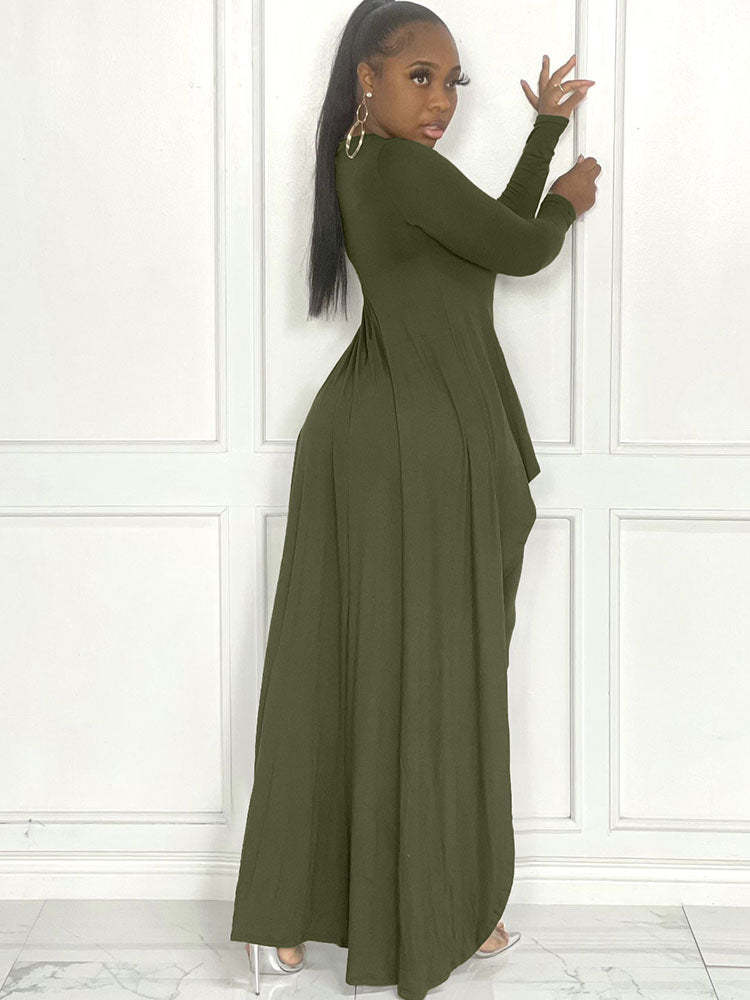 Irregular Top and Skinny Pants Two-Piece Set