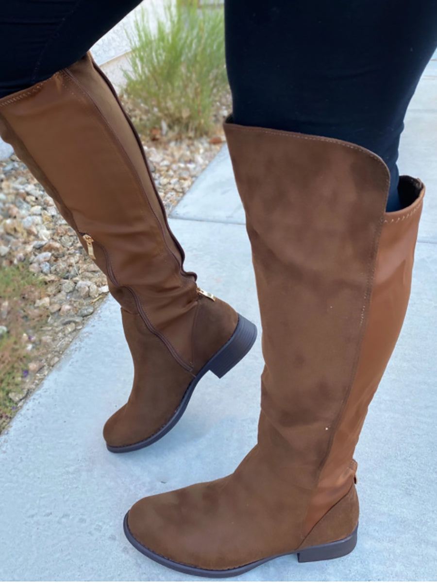 Suede Over-the-Knee Flat Riding Boots