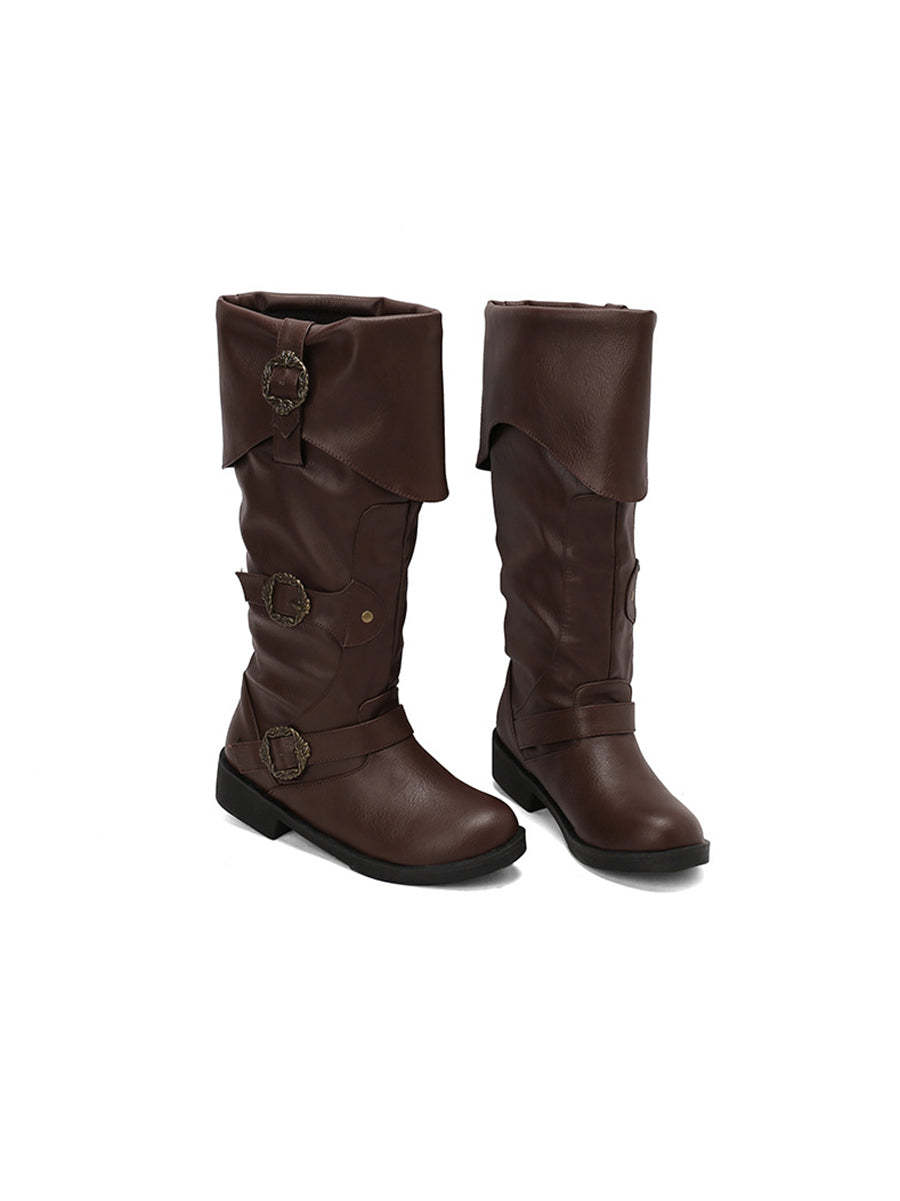 Vintage Buckle Belted Boots