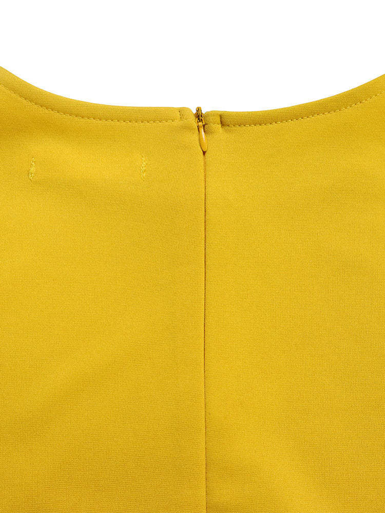 Pleated Cape Sleeve Midi Dress