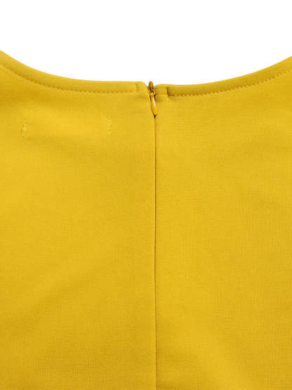 Pleated Cape Sleeve Midi Dress