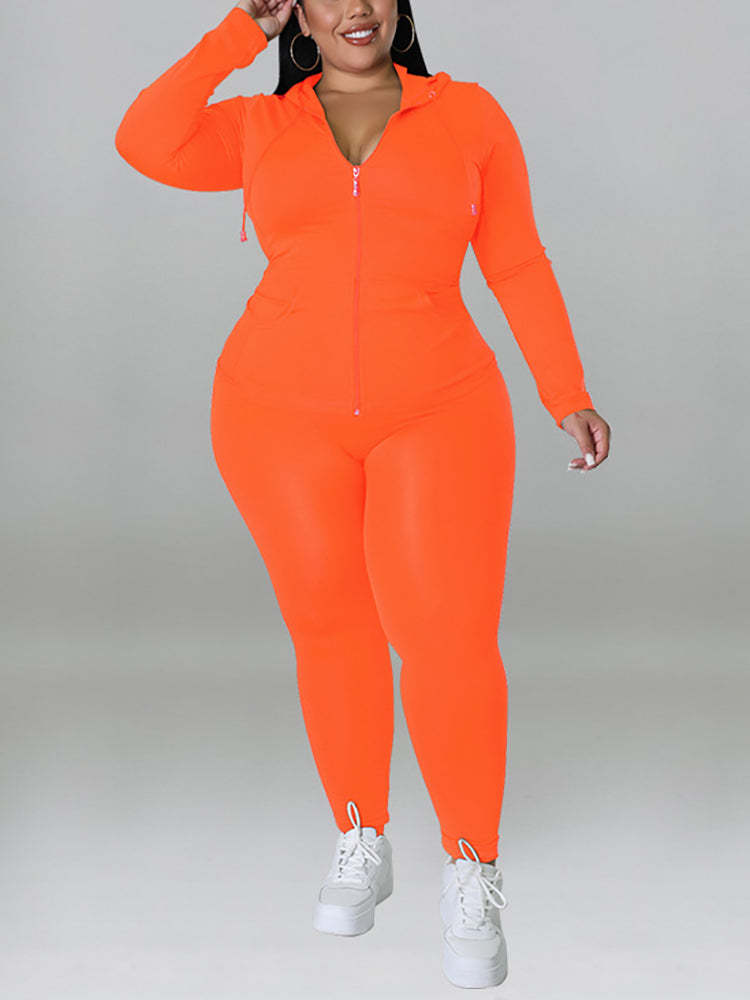 Solid Color Hoodie Pants Set