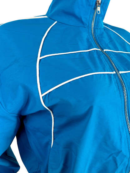 Zipper Colorblock Long Sleeve Shorts Set