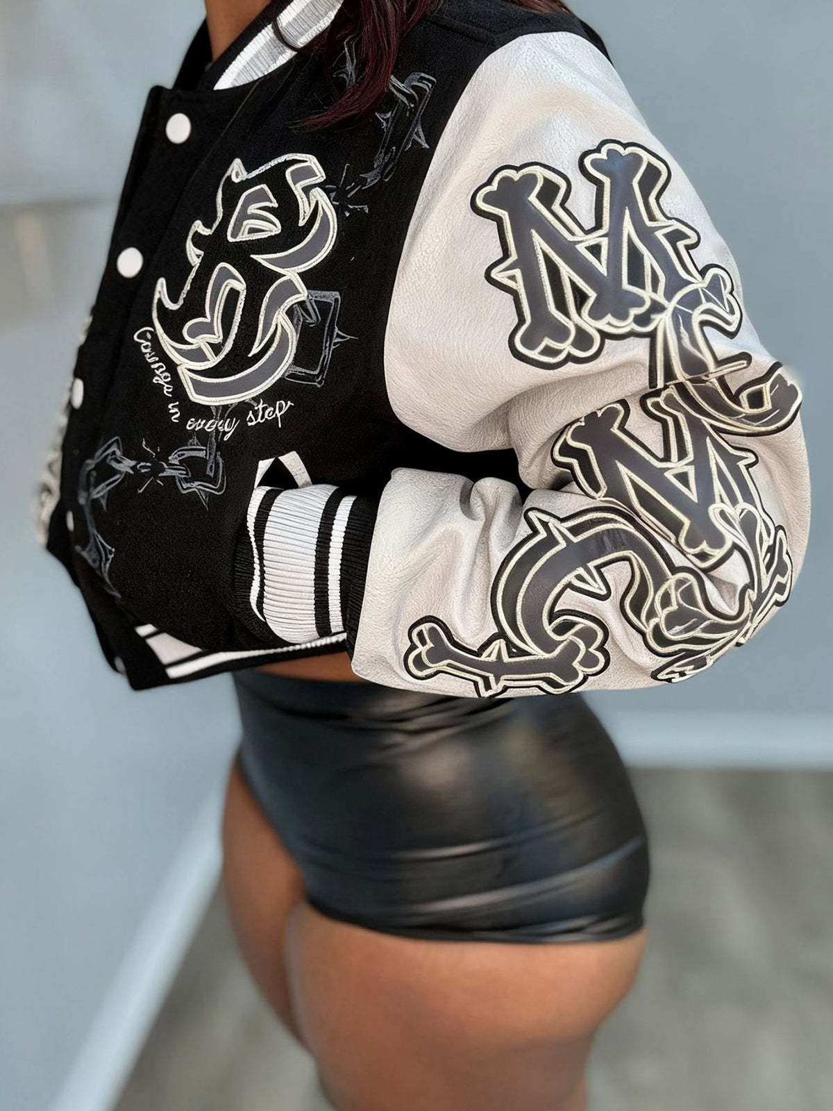 Print Double Layer Baseball Jacket