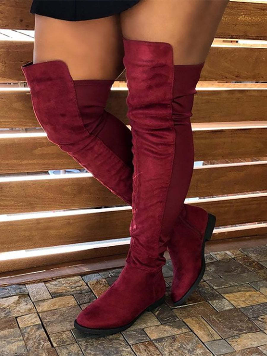 Suede Over-the-Knee Flat Riding Boots | Long Boots