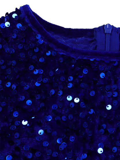 Long Sleeve Solid Color Sequin Dress