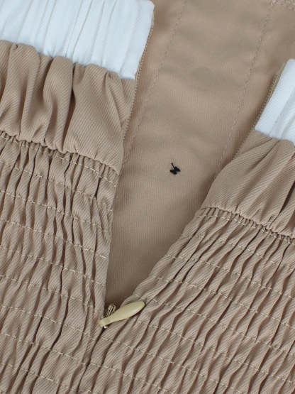 Strapless Button Front Belted A-Line Maxi Dress