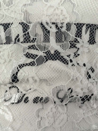 Lace Trim Letter Print Top Pleated Skirt Set