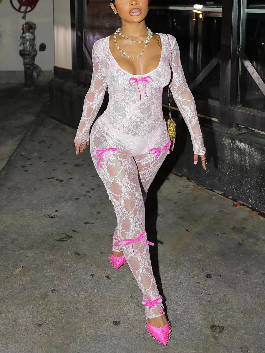 Lace Bowknot Jumpsuit