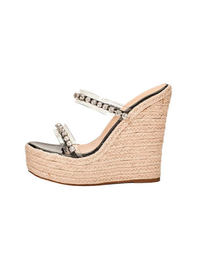 Rhinestone Transparent Strap Wedge Sandals