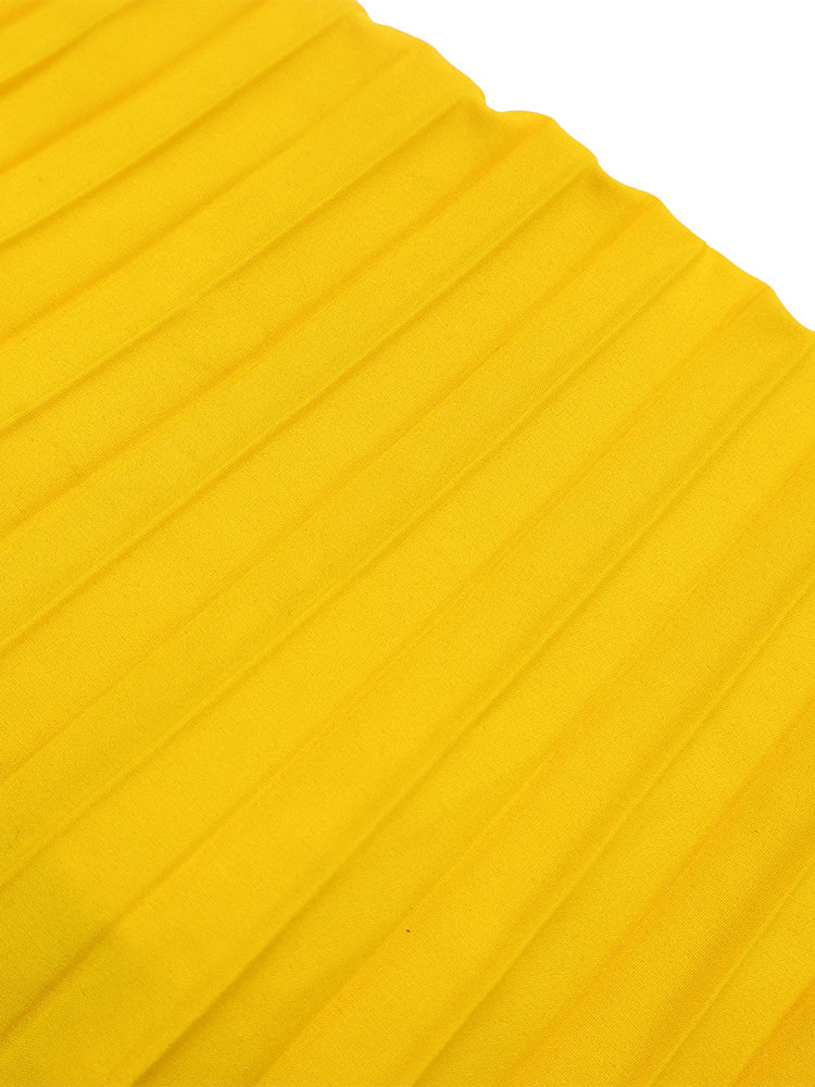 Pleated Cape Sleeve Midi Dress