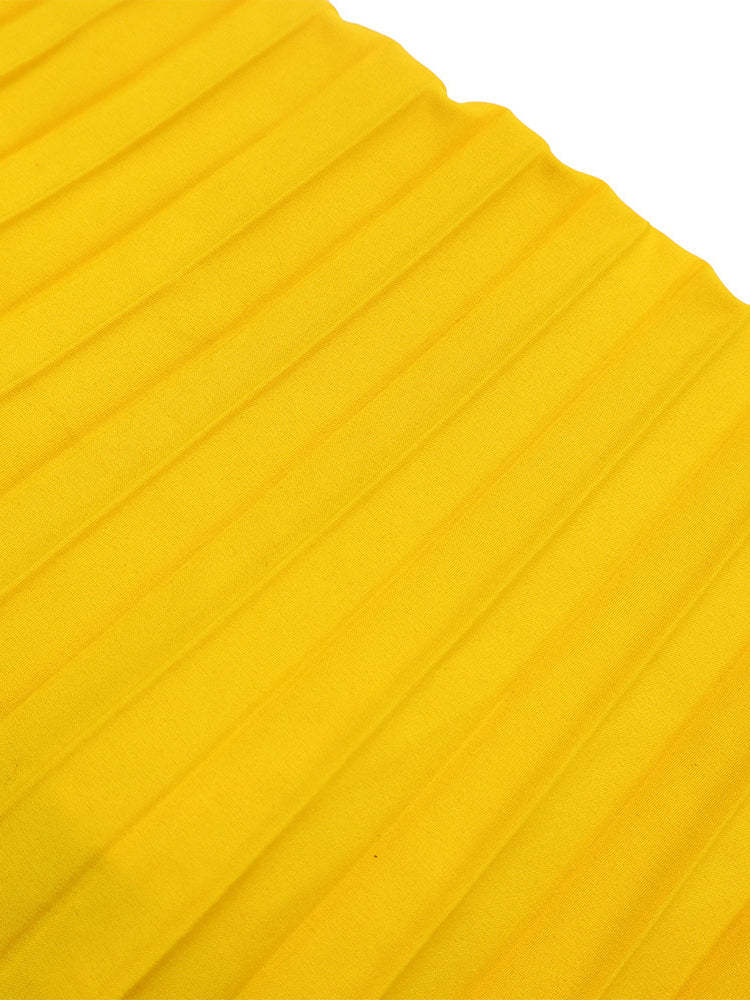 Pleated Cape Sleeve Midi Dress