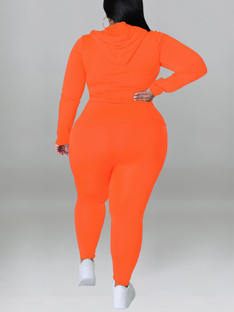 Solid Color Hoodie Pants Set