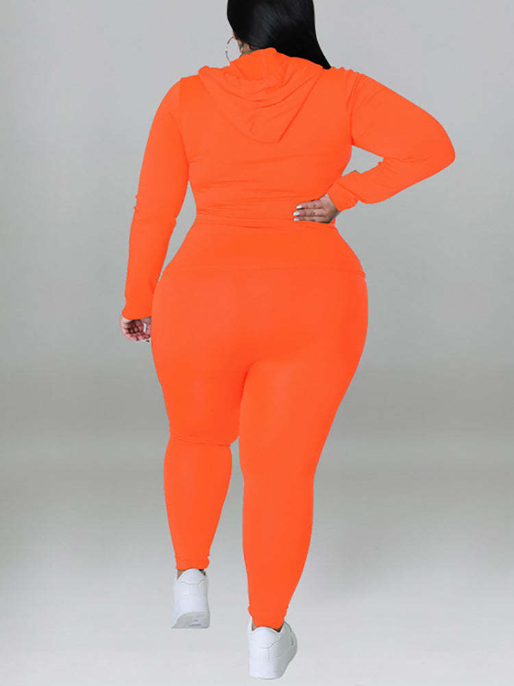 Solid Color Hoodie Pants Set