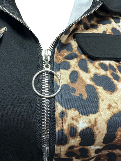 Two Pieces Leopard Patchwork Pants Set