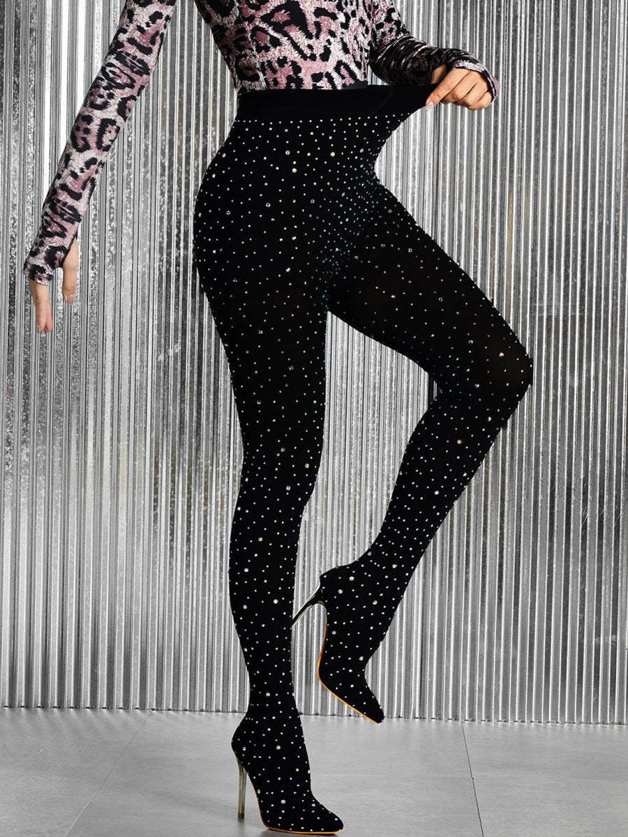 Rhinestone Stiletto Pointed Toe Pants Boots