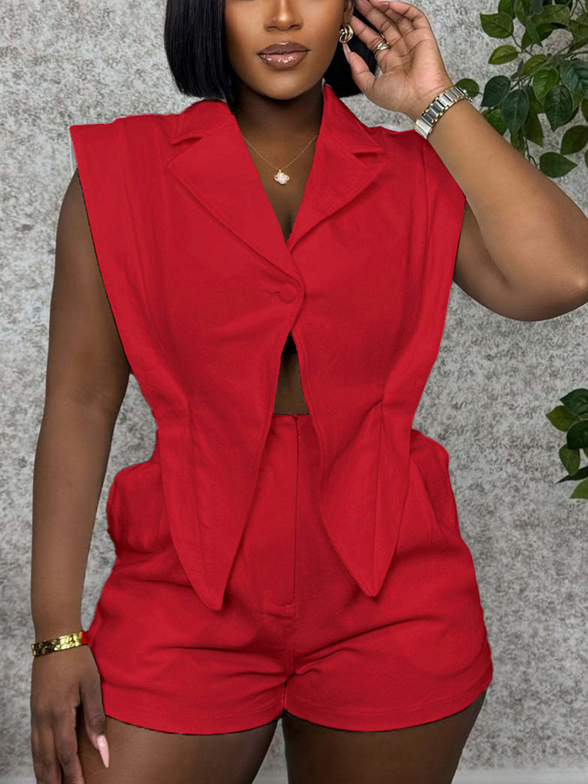 Sleeveless Solid Color Asymmetrical Romper