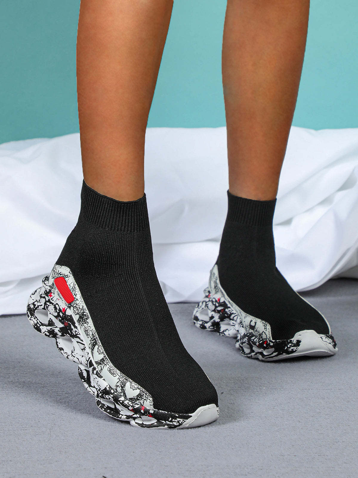 Plus Size Knit Slip-On Sock Sneakers