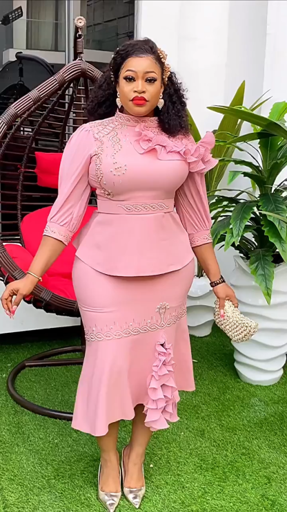 Rhinestone Two-Piece Asymmetrical Dress