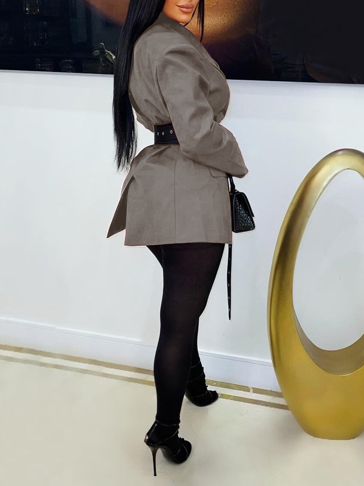 Belted Button Blazer Jacket