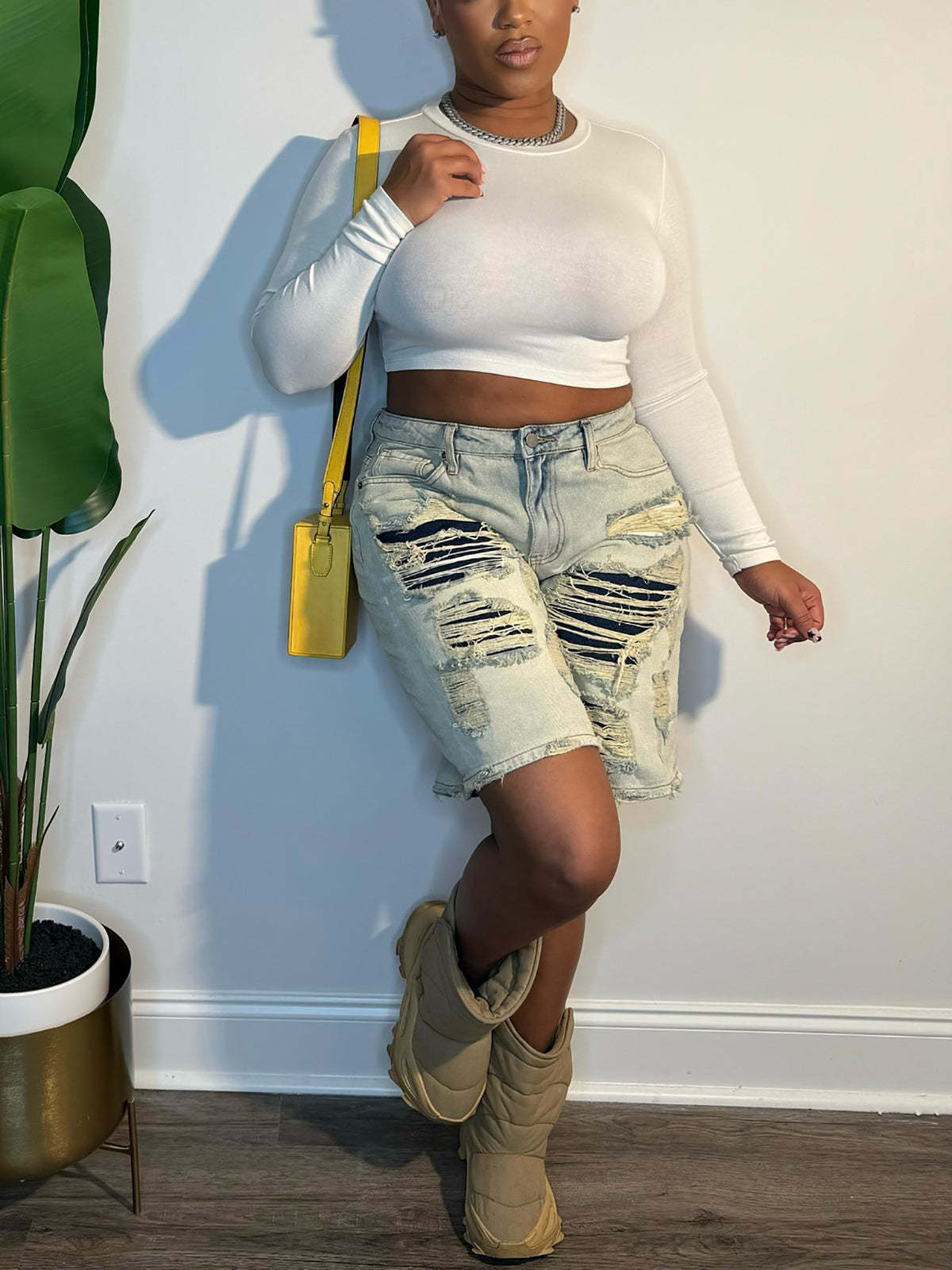 Distressed Patchwork Denim Shorts | Trendy Streetwear Outfit