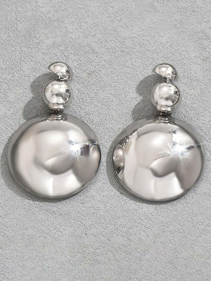 Metal Beaded Necklace Earrings Jewelry Set