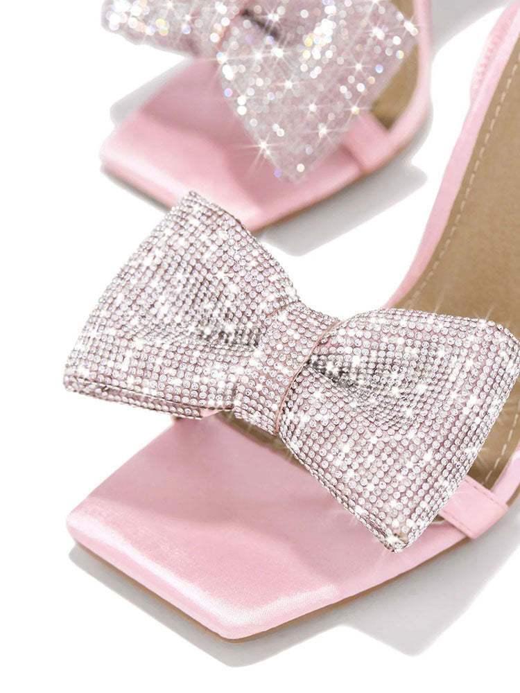 Glitter Bow Tie Open Toe Heel