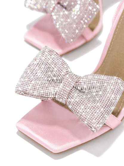 Glitter Bow Tie Open Toe Heel