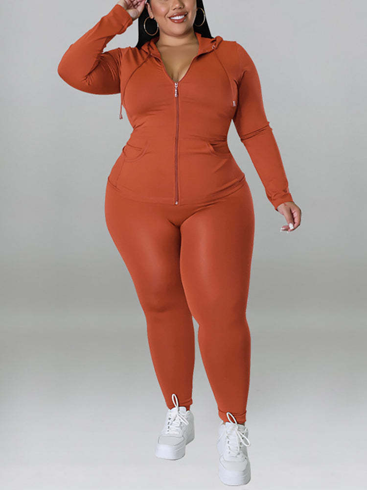 Solid Color Hoodie & Pants Set | Women's Casual Tracksuit