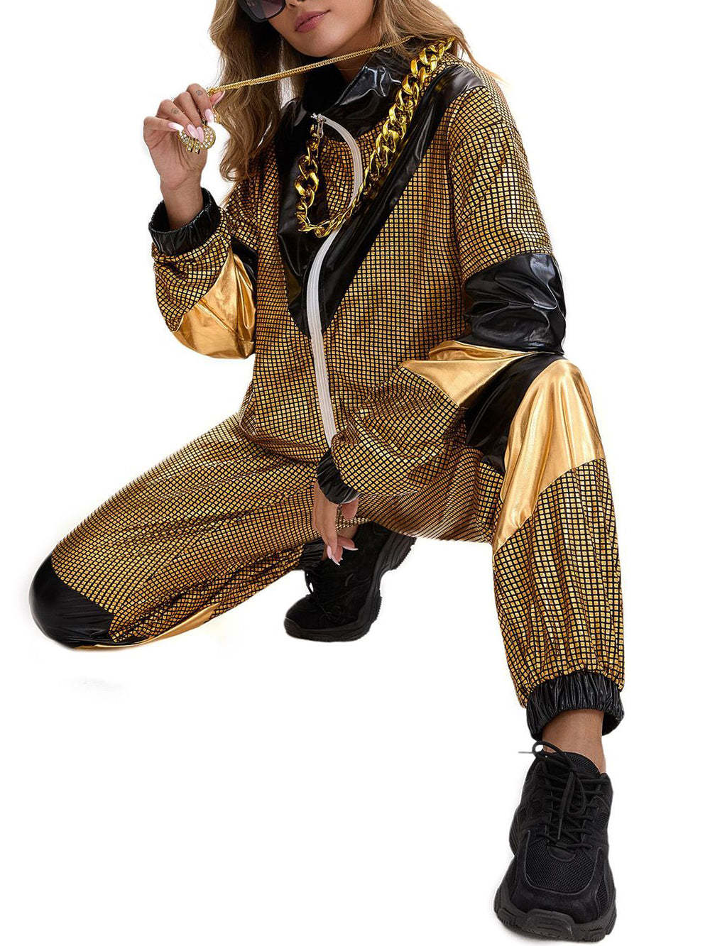 Halloween 80s Disco Glitter Jacket Pants Sets