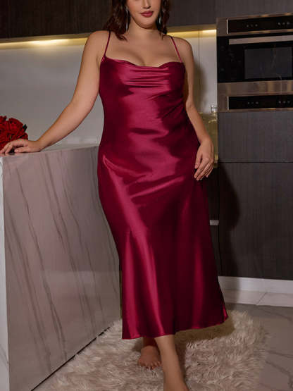 Plus Size Satin Nightgown & Robe Set