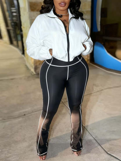 Zip-Up Cropped Jacket Leggings Set