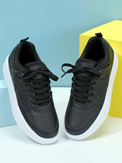 Colorblock Platform Lace-Up Sneakers