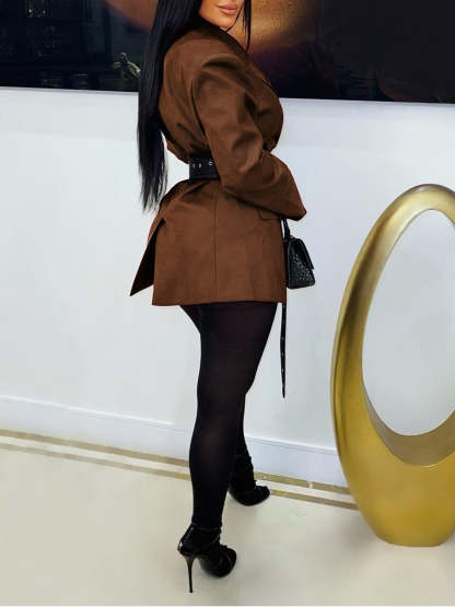 Belted Button Blazer Jacket