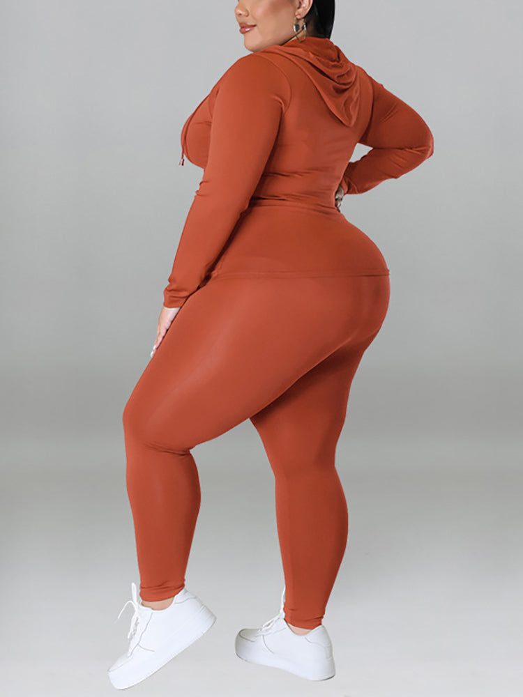 Solid Color Hoodie Pants Set